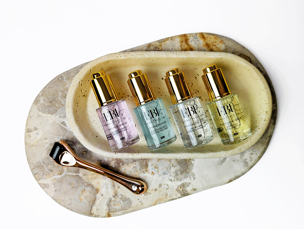 Skincare Bundle with Retinol, Copper Peptide, Hyaluronic Acid, Bakuchiol, Microneedle dermaroller
